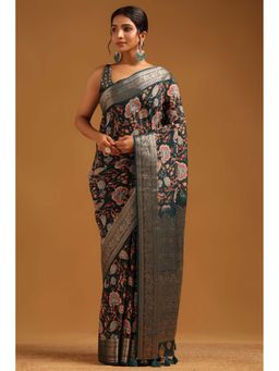 Soch - Womens Green Silk Saree with Unstitched Blouse