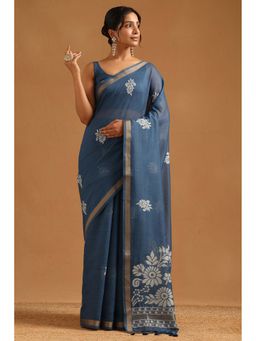Soch - Womens Chanderi Saree with Unstitched Blouse