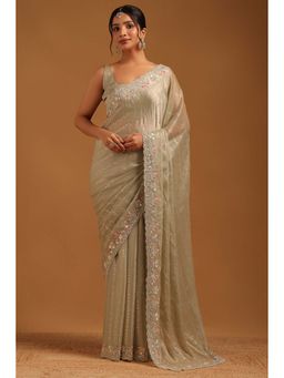 Soch - Womens Light Green Chiffon Saree with Unstitched Blouse