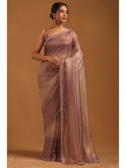 Soch - Womens Lavender Tissue Saree with Unstitched Blouse