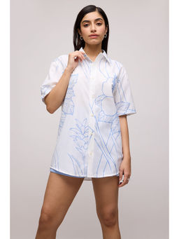 FREAKINS - White Floral Printed Womens Shirt