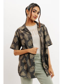 FREAKINS - Olive Leafy Serenity Printed Womens Shirt