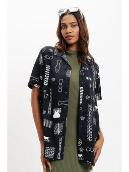 FREAKINS - Black Printed Shirt