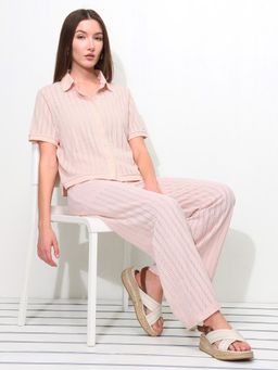 U.S. POLO ASSN. - Pink Women Lace Boxy Fit Polo T-Shirt