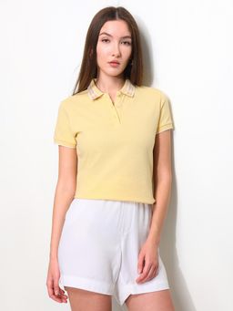 U.S. POLO ASSN. - Yellow Textured Regular Fit Polo T-Shirt