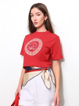 U.S. POLO ASSN. - Red Women Digital Graphic Brand Printed T-Shirt