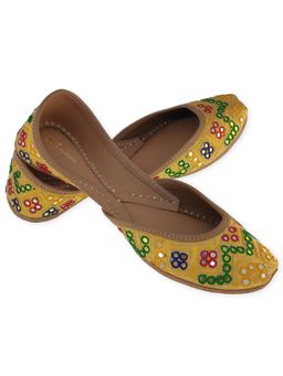 fulkari - Twinkle Yellow Multi Leather Juttis