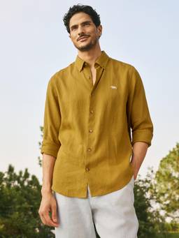 Andamen - Men European Linen Solid Slim Fit Shirt