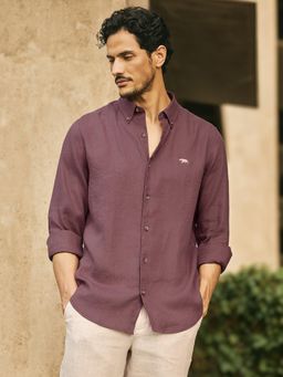 Andamen - Men European Linen Solid Slim Fit Shirt