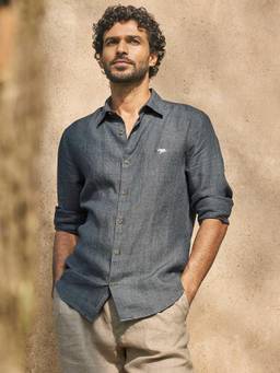 Andamen - Men European Linen Textured Slim Fit Shirt