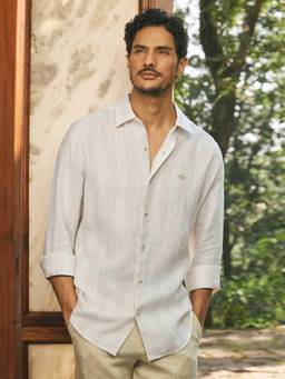 Andamen - Men European Linen Striped Regular Fit Shirt