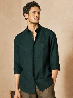 Andamen - Men European Linen Checked Slim Fit Shirt