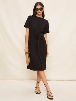 Friends Like These - Jersey Batwing Midi Dress-Black