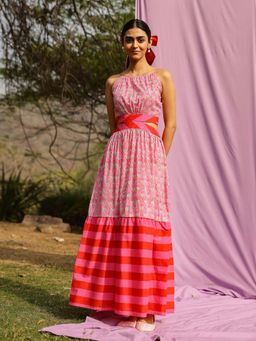 Gulaal - Pink Stripes Maxi Dress