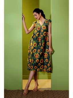 Studio Rabha - Green Floral Midi Dress