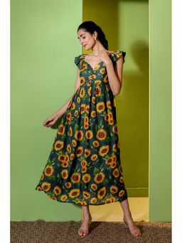 Studio Rabha - Green Floral Maxi Dress