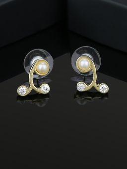 Estele - Unique Small Gold-Plated Stud Earrings with Pearl for Women