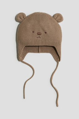 H&M - Boys Beige Knitted Chin-Tie Beanie