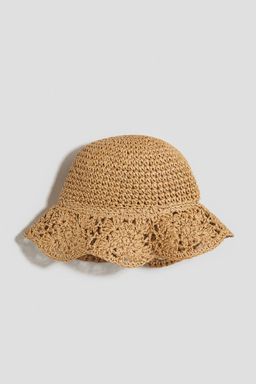 H&M - Girls Beige Straw Sun Hat