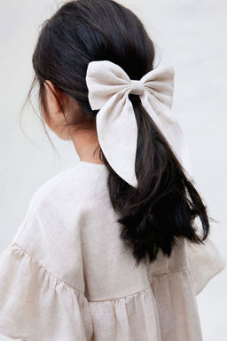 H&M - Girls Beige Linen Bow Hair Clip