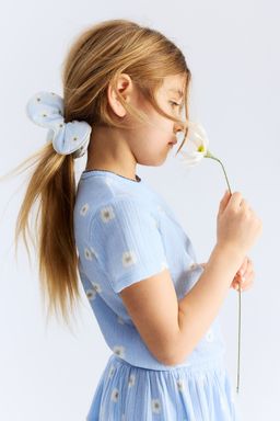 H&M - Girls Blue Patterned Cotton Scrunchie
