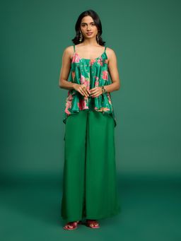 Gajra Gang - Casa Mexicana Green Floral Strappy Top & Palazzo