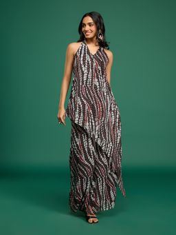 Gajra Gang - Desert Rani Black Chiffon Animal Print Kurta & Palazzo