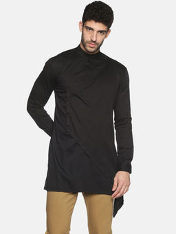 SHOWOFF - Mens Casual Black Slim Fit Full Kurta
