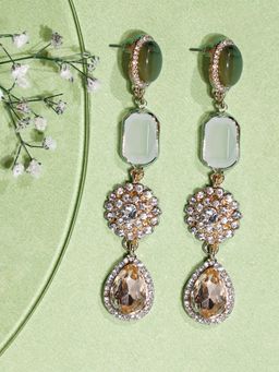 Lilly & Sparkle - Gold-Plated Stone-Studded Contemporary Drop Earrings