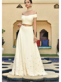Sunanta Madaan - Ivory Designer Lehenga with Western Top By Sunanta Madaan