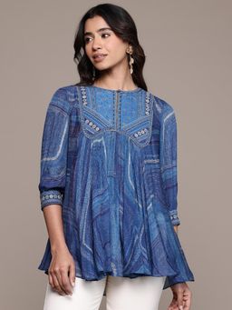 Ritu Kumar - Blue Ujwal 3/4Th Sleeves Kurti with Camisole