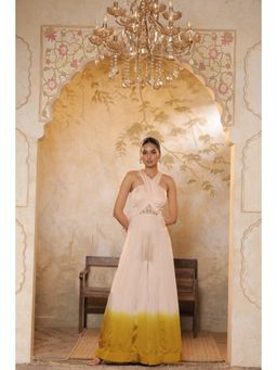 Sunanta Madaan - Multi-Colour Satin Organza Sequence Work Jumpsuit - Premium Haldi Wear