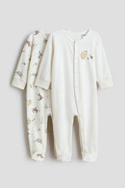 H&M - Boys & Girls 2-Pack Sleepsuits With Full Feet