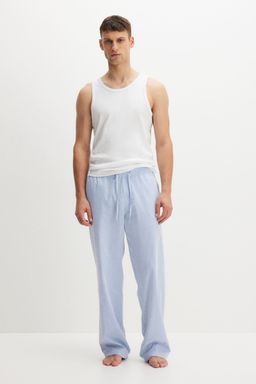 H&M - Men Blue Relaxed Fit Poplin Trousers