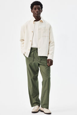 H&M - Men Green Relaxed Fit Poplin Trousers