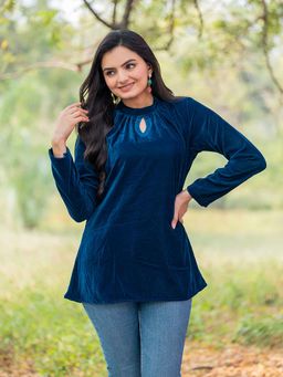 WEAVLLITE - Blue Velvet Solid Tunic