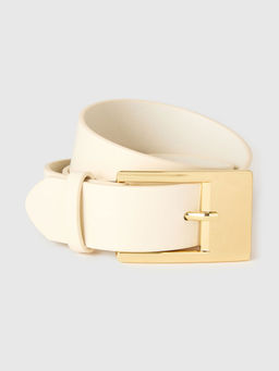 United Colors of Benetton - Off White Polyurethane Solid Belt
