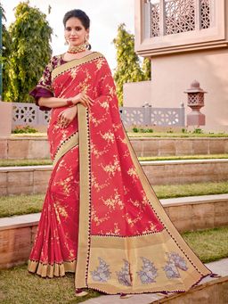 Odette - Rani Weaved Silk Designer Saree with Unstitched Blouse