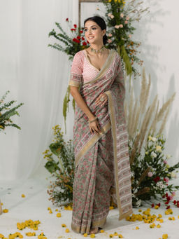 Old Marigold - Champa Chanderi Silk Saree with Unstitched Blouse