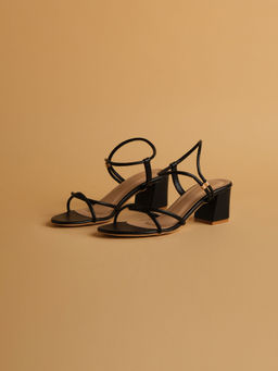 ERIDANI - Rosana Strappy Block Heels Black