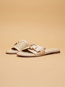 ERIDANI - Stacy Off White Buckle Flats