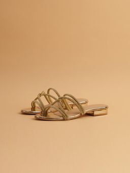 ERIDANI - Amber Gold Embellished Flats