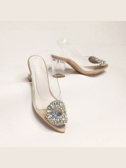 THE ALTER - Layla Embellished Beige Acrylic Block Heels