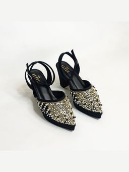 THE ALTER - Amara Black Embellished Block Heels