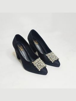 THE ALTER - Crystal Black Embellished Block Heels