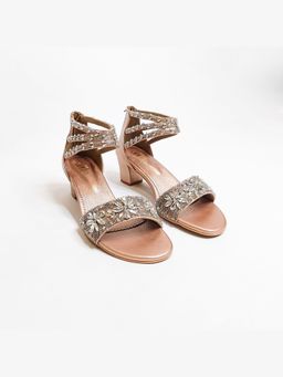 THE ALTER - Bella Rose Gold Embellished Block Heels