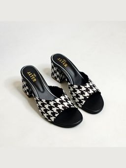 THE ALTER - Houndstooth Black Block Heels