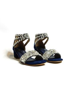 THE ALTER - Bella Navy Blue Embellished Block Heels