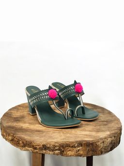THE ALTER - Heer Green Kohla Block Heels