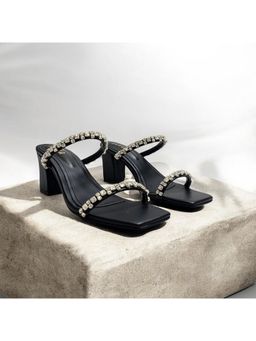 THE ALTER - Alina Black Embellished Block Heels